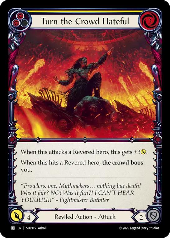 Turn the Crowd Hateful (Yellow) [SUP115] (Super Slam)  Rainbow Foil