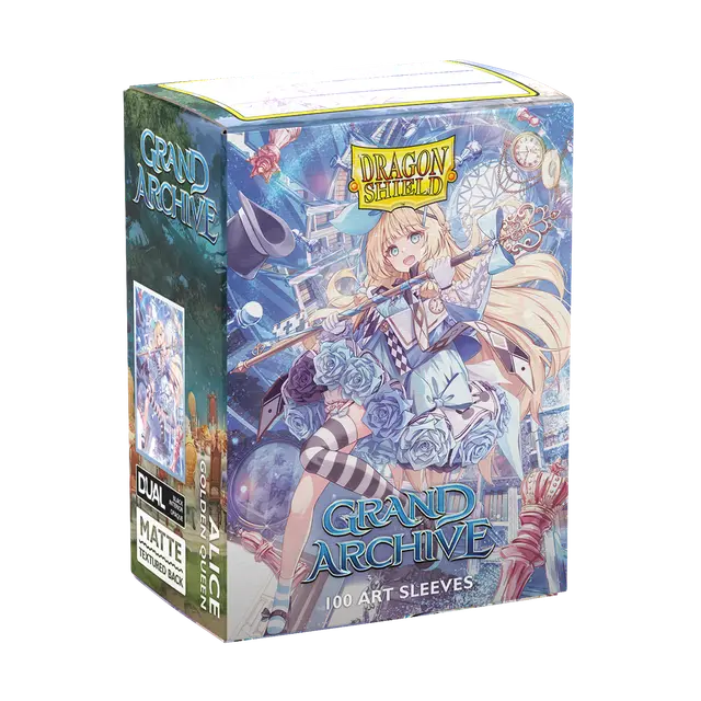 Dragon Shield 100 - Standard Deck Protector Sleeves - Art Matte - Grand Archive - Alice, Golden Queen